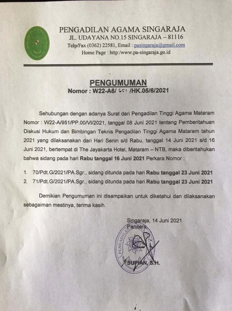 PENGUMUMAN